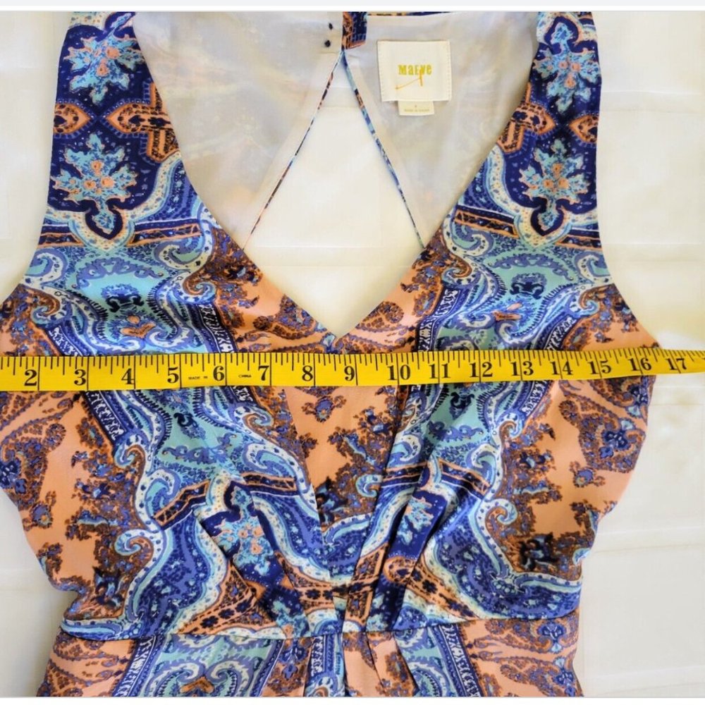 Anthropologie Maeve Medallion Maxi Dress Sz 4 Damask Silk Sleeveless Multi Blue - Picture 14 of 16